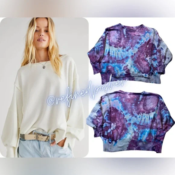 Free People We the Free Camden Sweater size Medium NEW White Tie Dye (CUSTOM) - Picture 1 of 5